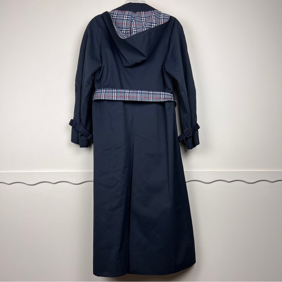 Burberry Vintage Wool Grey Nova Check Detail Lined Hooded Trench Coat - Picture 9 of 9